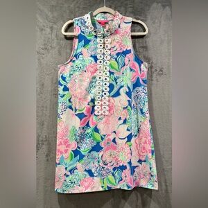 Lilly Pulitzer Jane Shift Dress Pink And Blue Peony For Your Thoughts Size 10